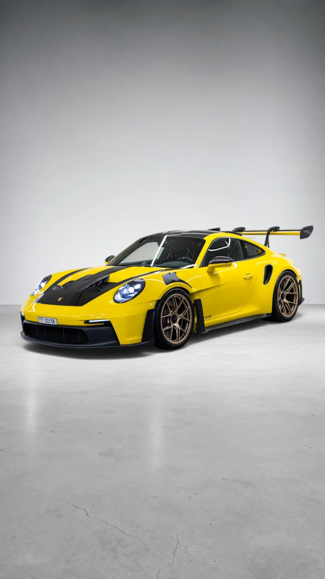 Porsche 911 GT3 RS Weissach Package Yellow luxury rental Dubai